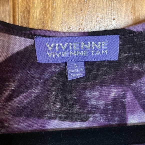 Vivienne Tam geometric design purple batwing top size S - Picture 3 of 5